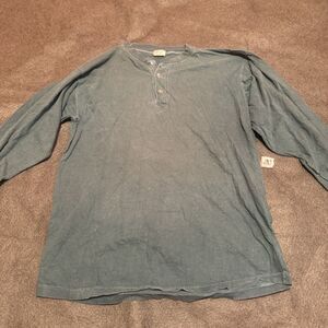 Vintage Weeds Mens TShirt L Large Green Long Sleeve Tee Shirt Cotton Basic
